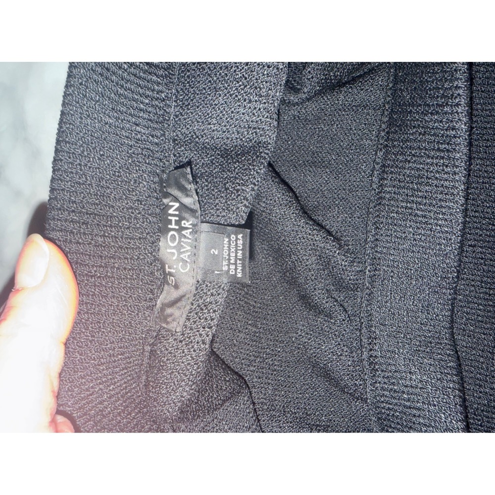 St. John Caviar Black Knit Pencil Skirt Wool Rayon Santana Size 2 - Picture 4 of 9